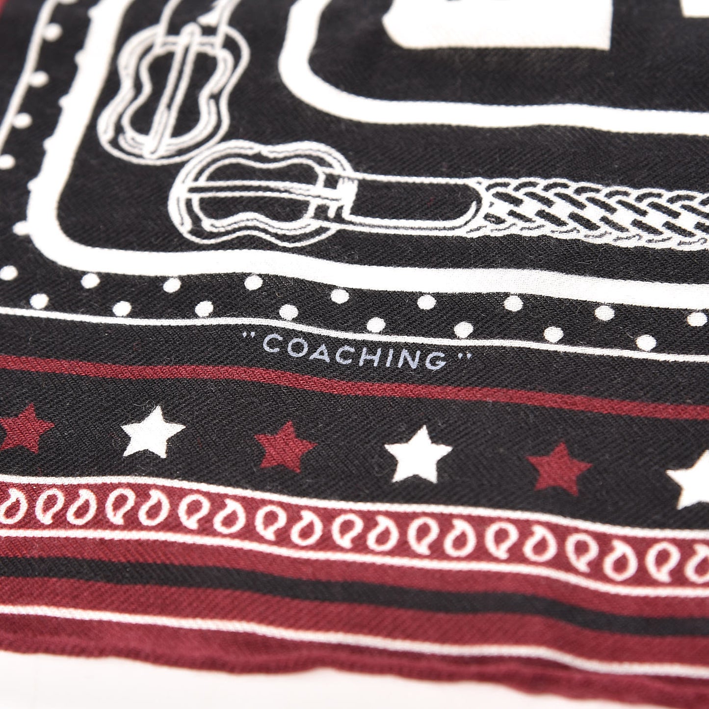 Cashmere Silk Coaching Bandana Scarf 55 Black Quetsche White