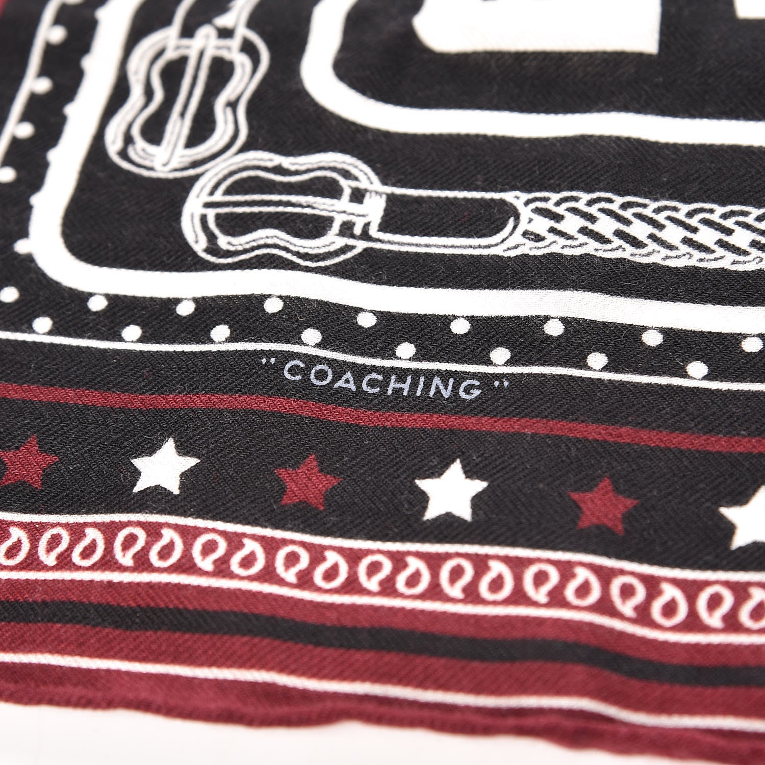 Hermes Cashmere Silk Coaching Bandana Scarf 55 Black Quetsche White 3 of 5