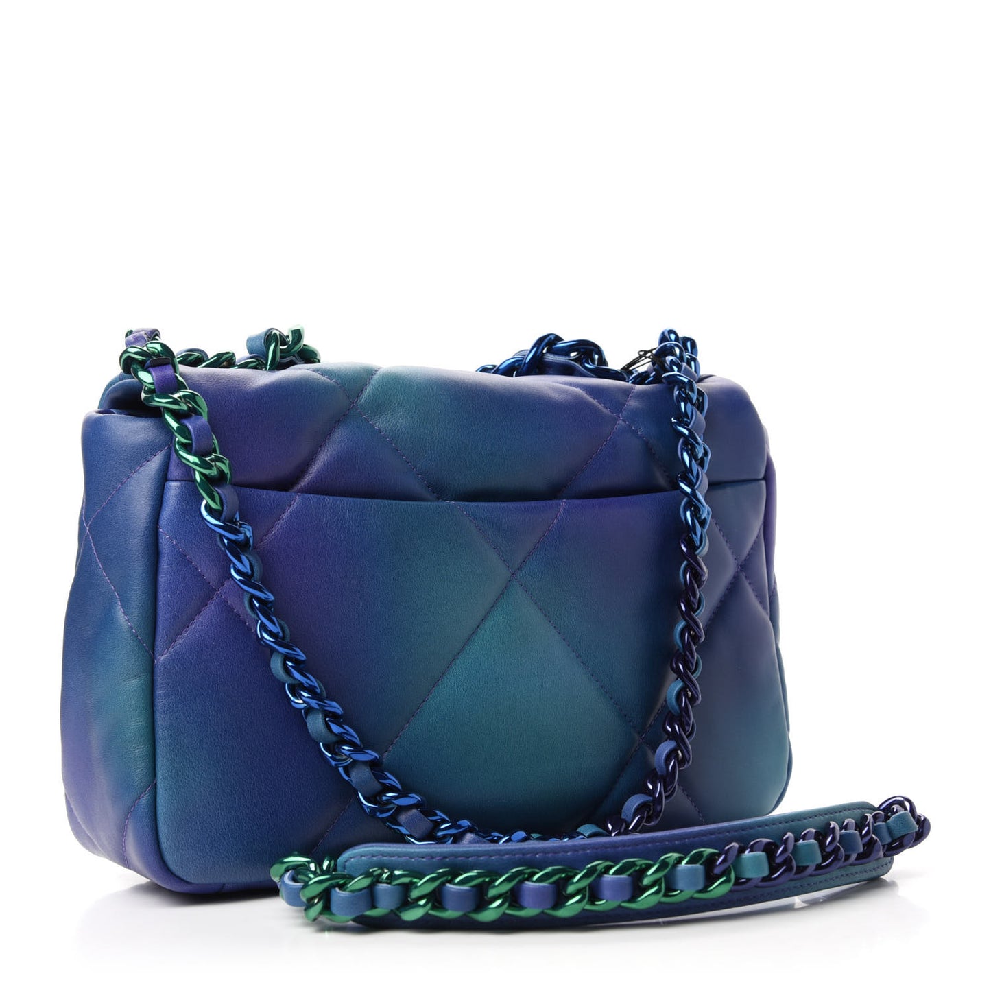 Tie Dye Calfskin Quilted Medium Chanel 19 Flap Blue Purple