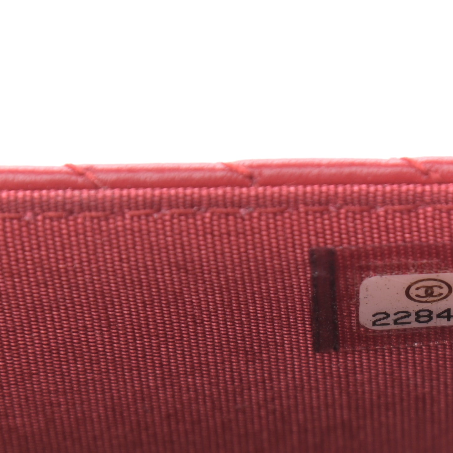 Lambskin Chevron Quilted Boy Wallet On Chain WOC Red