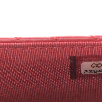 Chanel Lambskin Chevron Quilted Boy Wallet On Chain WOC Red 8 of 13