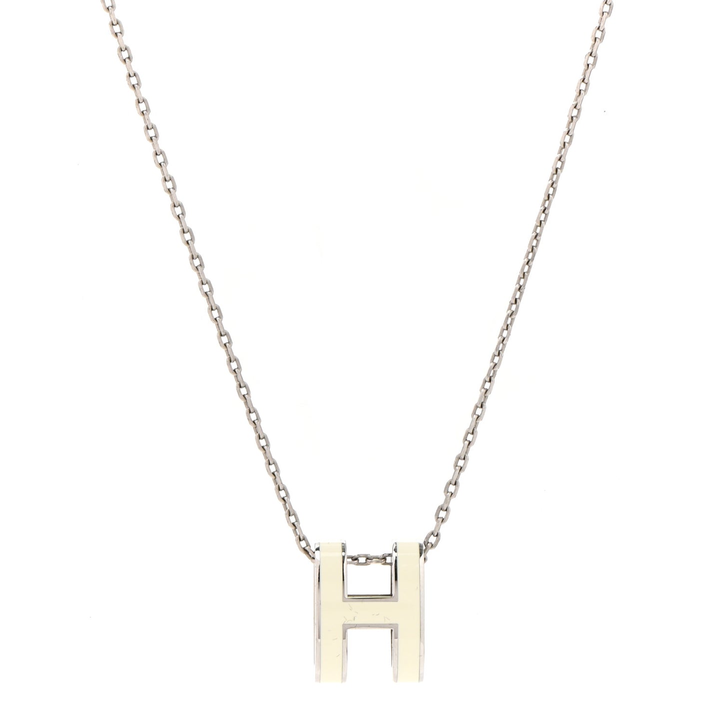 Lacquered Palladium Pop H Pendant Necklace White