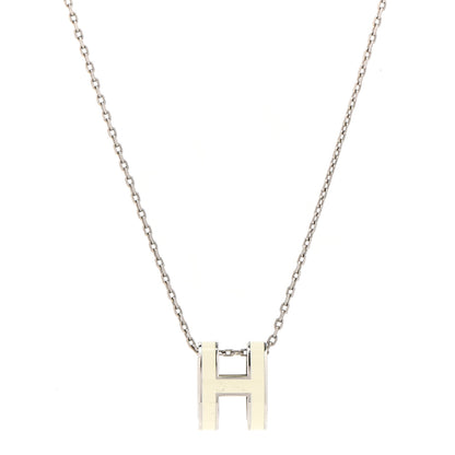 Hermes Lacquered Palladium Pop H Pendant Necklace White 1 of 6
