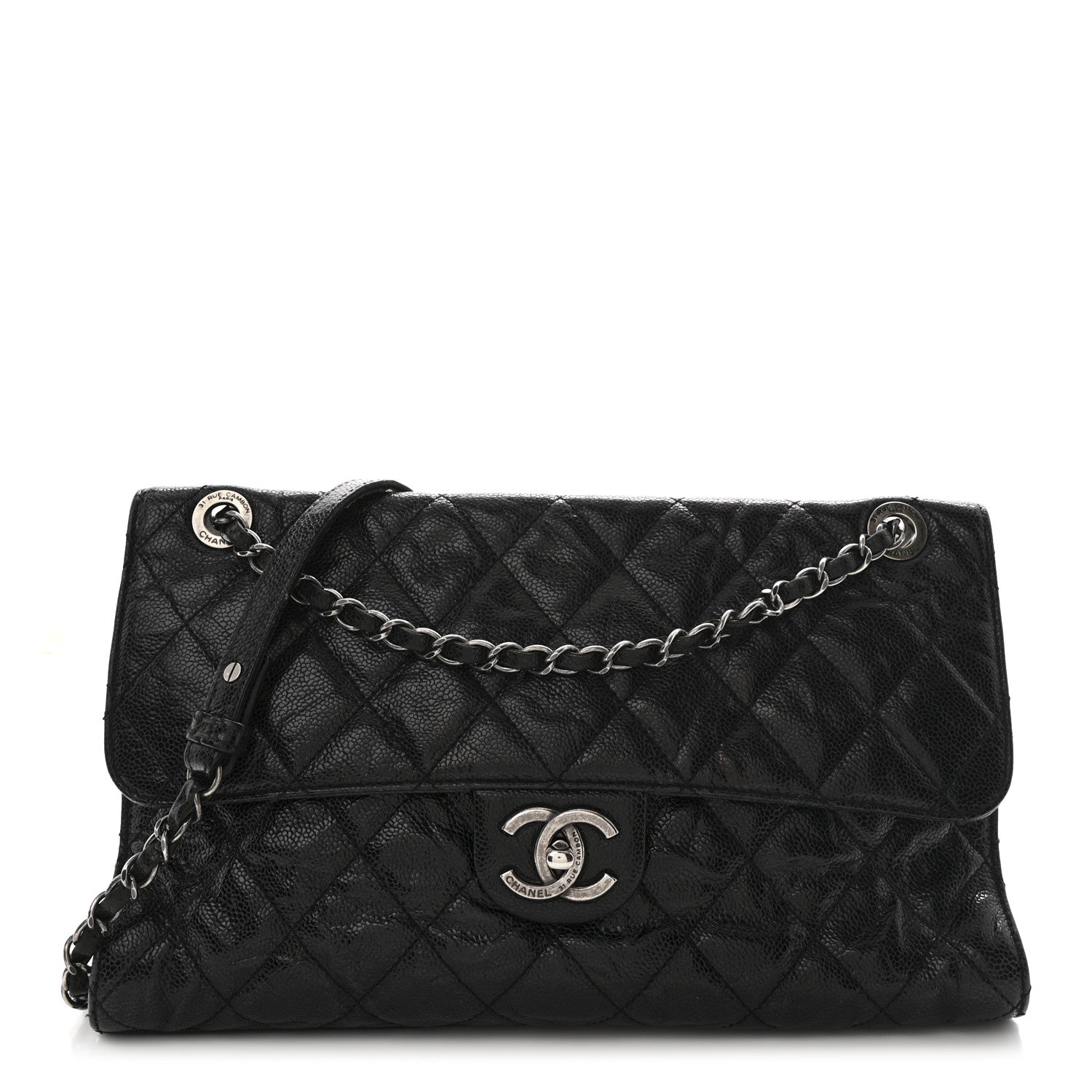 Chanel Crumpled Grained Calfskin Jumbo CC Crave Flap Black 1 of 11