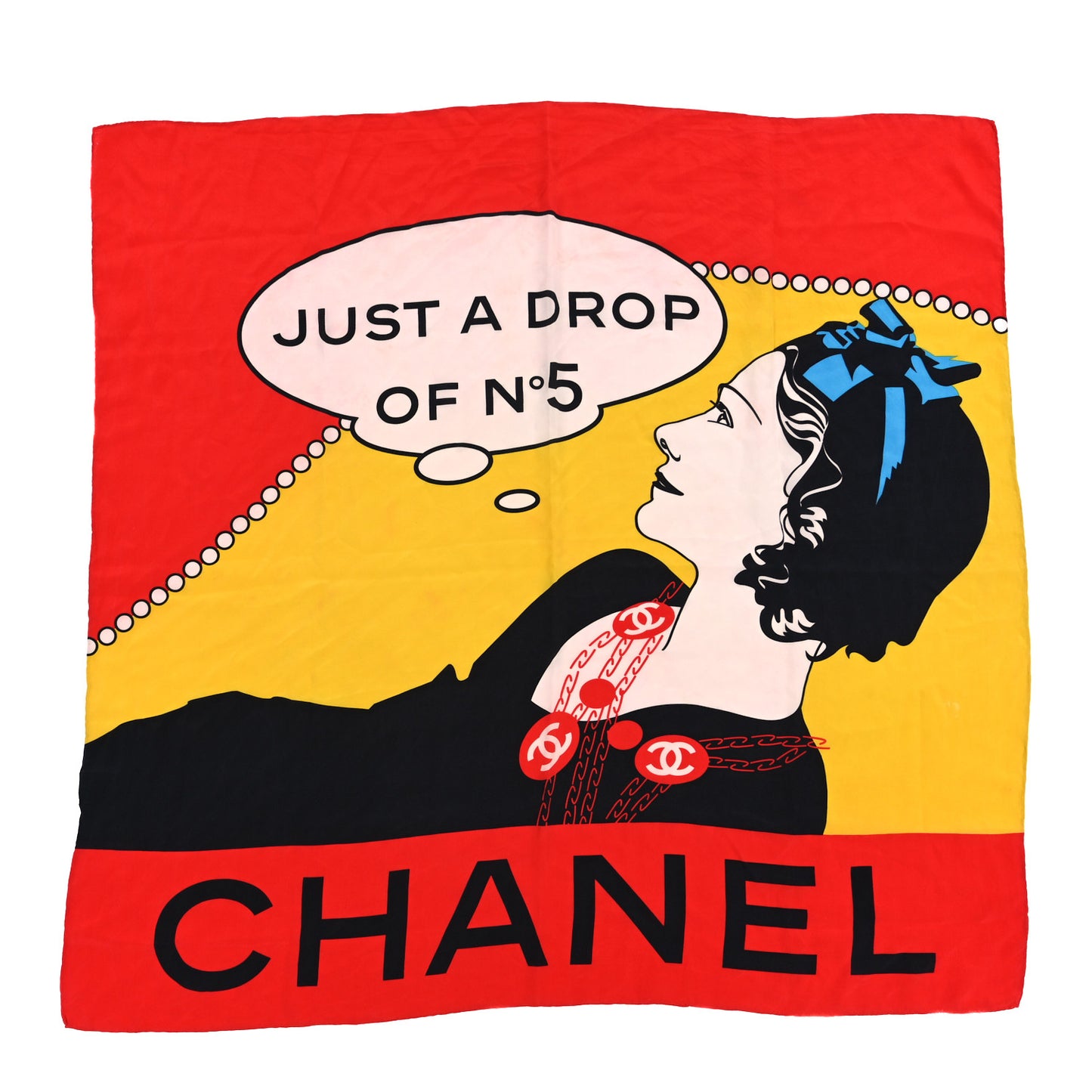 Silk Just a Drop of N°5 Comic Coco Square Scarf Red Multicolor