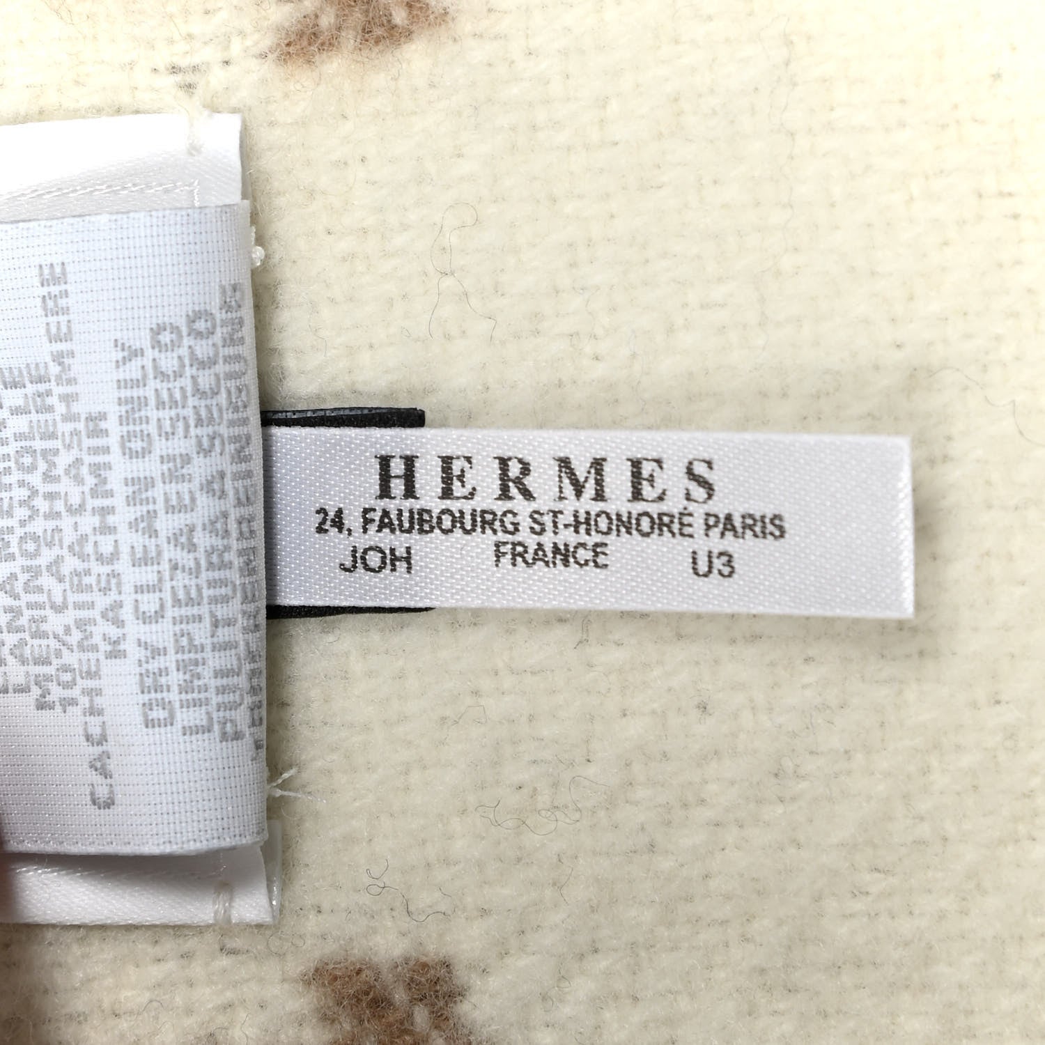 Hermes Wool Cashmere Avalon Baby Blanket Noisette Moyen White 4 of 4