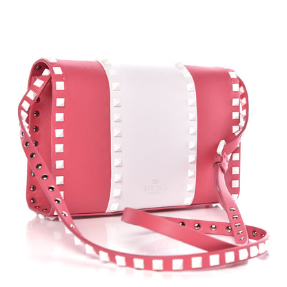 Valentino Garavani Vitello Colorblock Medium Free Rockstud Flip Lock Crossbody Bag Shadow Pink Optic White 3 of 9