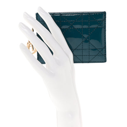 Christian Dior Patent Cannage Lady Dior Card Holder Turquoise 2 of 6