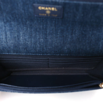 Chanel Denim Quilted Chanel 19 Wallet On Chain WOC Blue 6 of 11