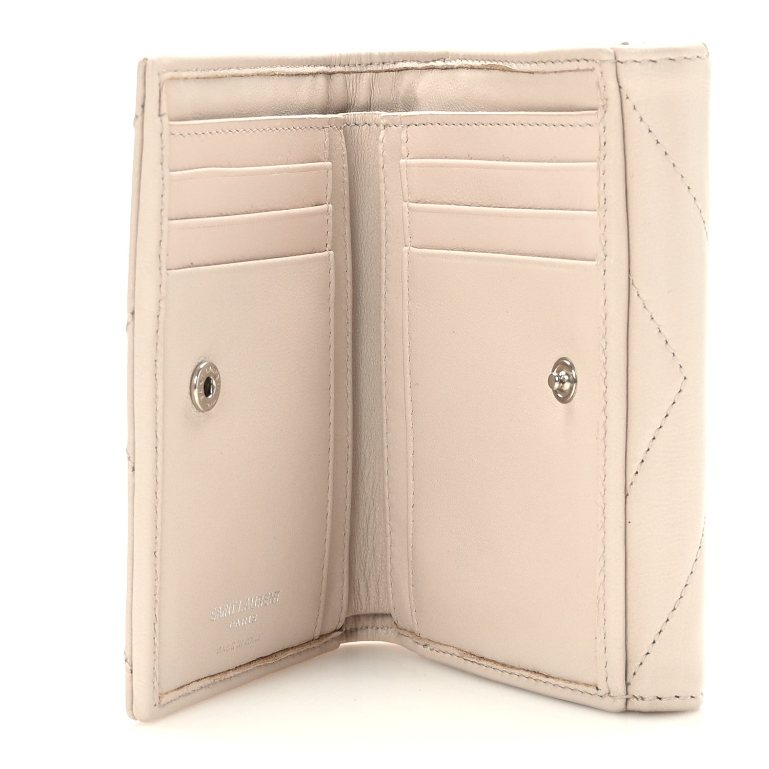 Saint Laurent Lambskin Y Quilted Monogram Compact Loulou Wallet Nude Powder 5 of 8