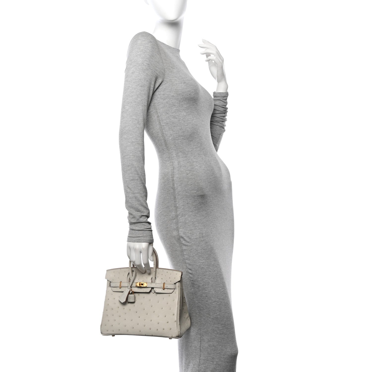 Hermes Ostrich Birkin 25 Gris Perle 2 of 11