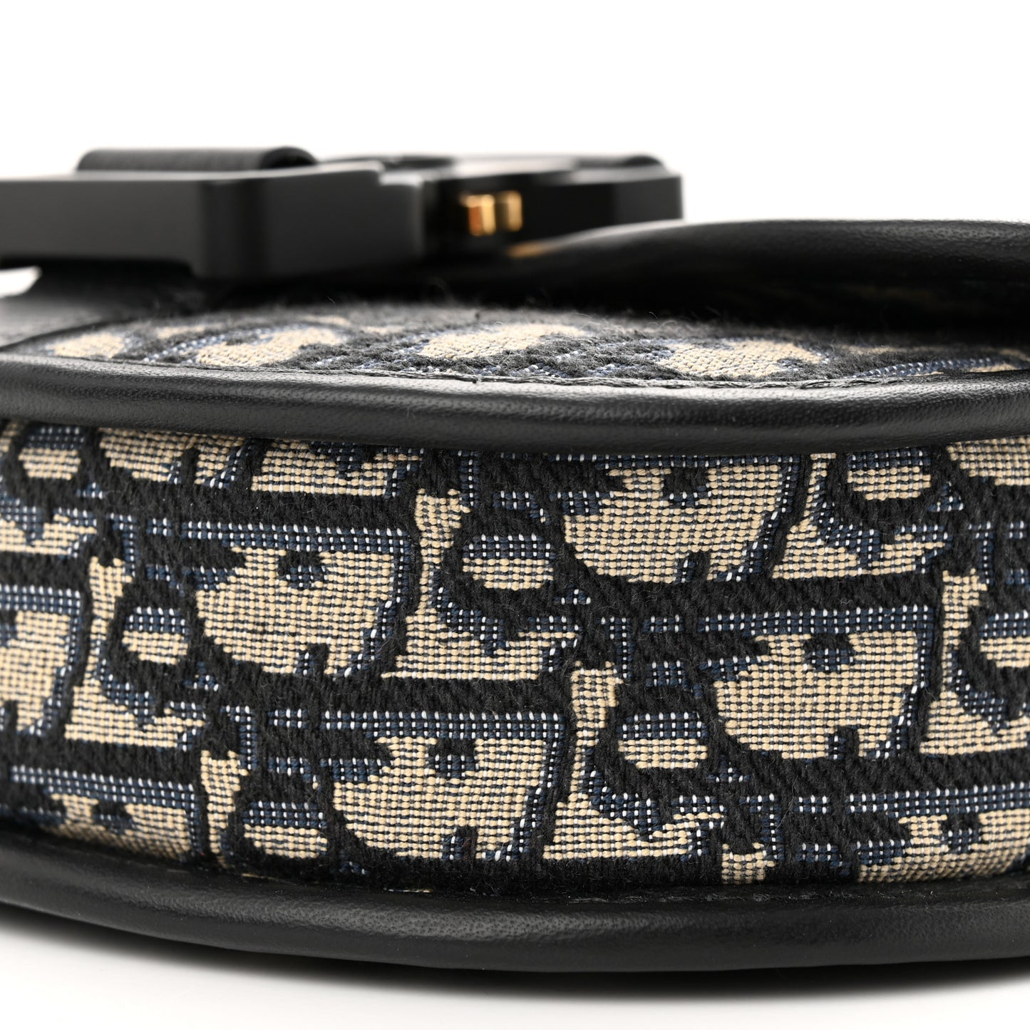 Oblique Grained Calfskin Mini Gallop Bag With Strap Black Beige