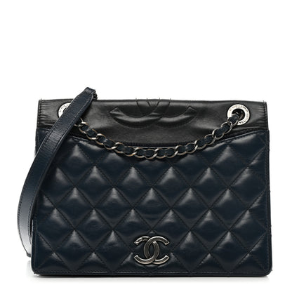 Chanel Calfskin Quilted Ballerine Flap Black Blue 1 of 13