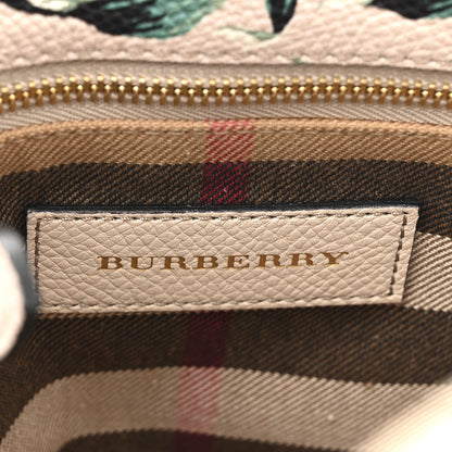 Burberry Soft Grain Calfskin Floral Print Medium Buckle Tote Natural Emerald Green 6 of 13