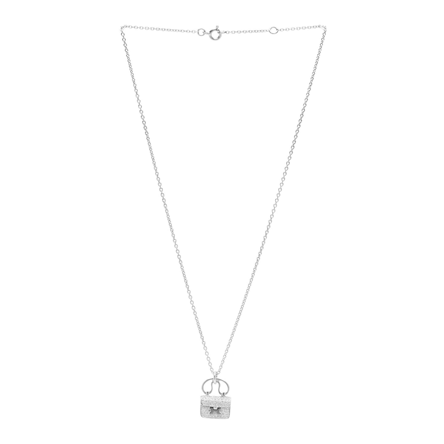 18K White Gold Diamond Constance Amulette Pendant Necklace