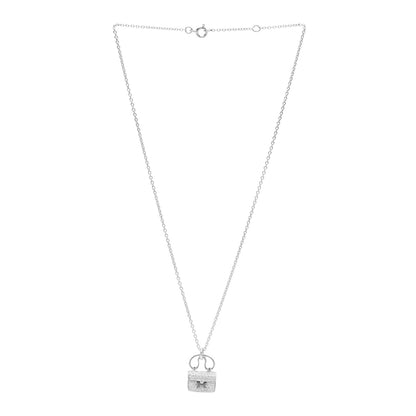 Hermes 18K White Gold Diamond Constance Amulette Pendant Necklace 3 of 5