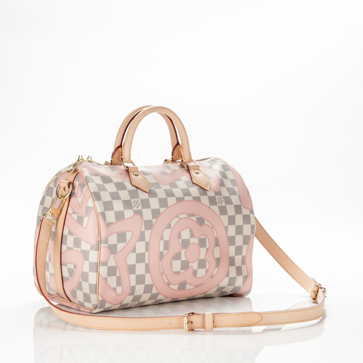 Damier Azur Tahitienne Speedy Bandouliere 30 Rose Ballerine