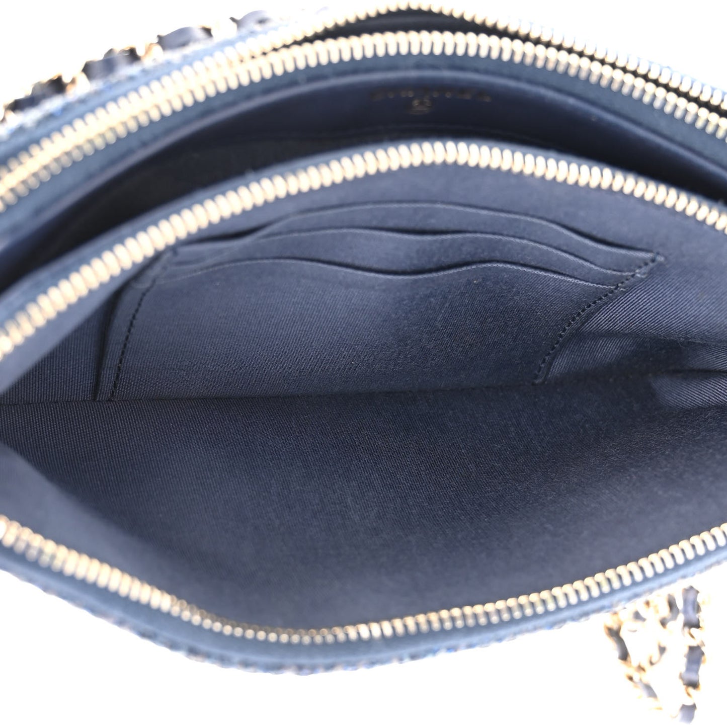 Canvas Small Deauville Clutch With Chain Blue