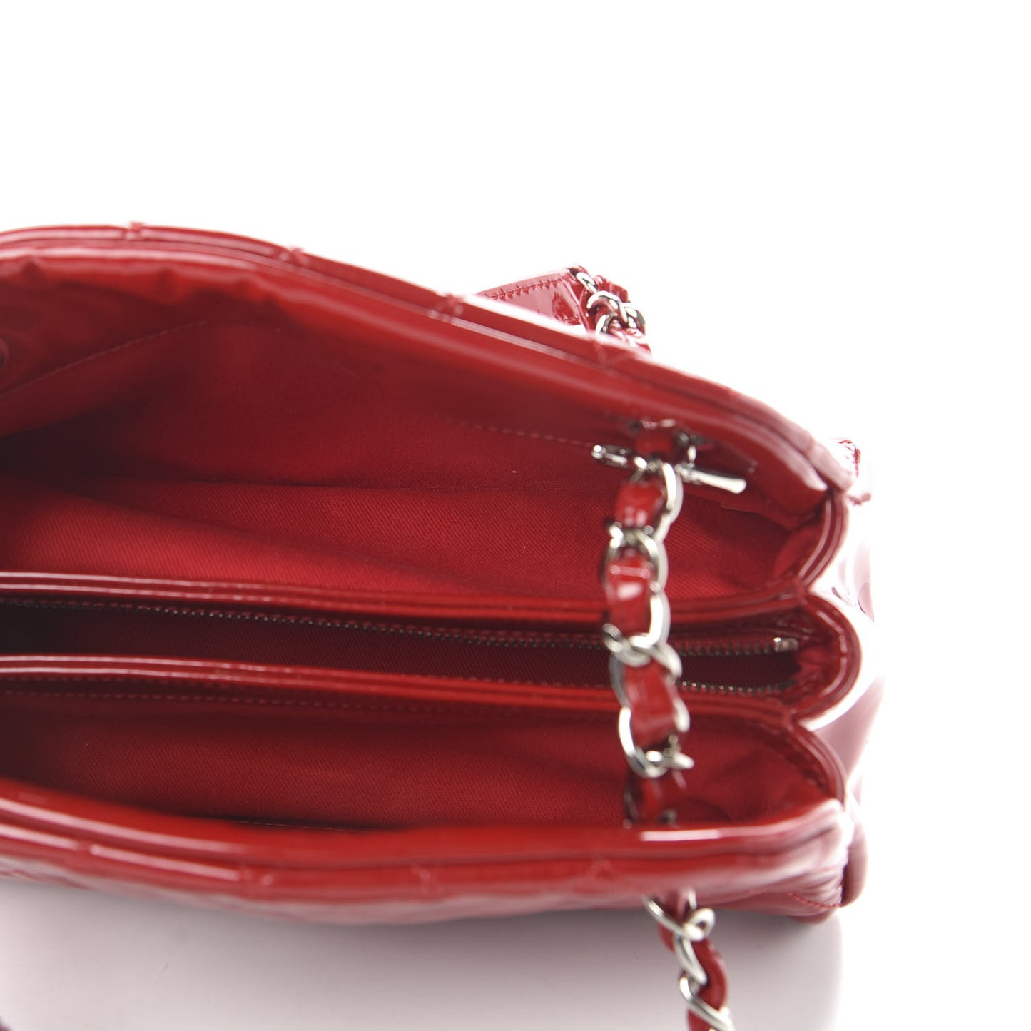 Patent Quilted Small Just Mademoiselle Bowling Bag Red