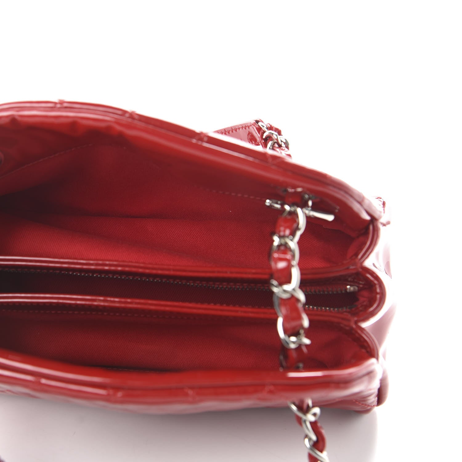 Chanel Patent Quilted Small Just Mademoiselle Bowling Bag Red 5 of 12