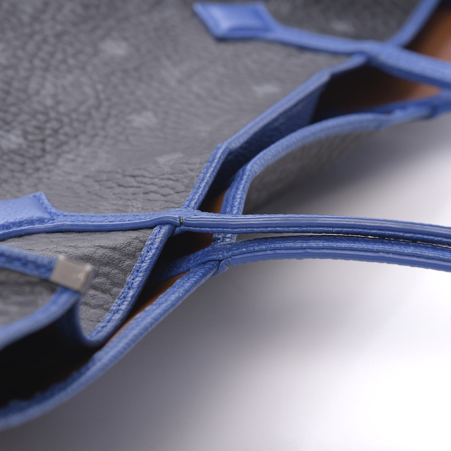 MCM Metallic Visetos Medium Kira Shopper Tote Black Blue 17 of 17