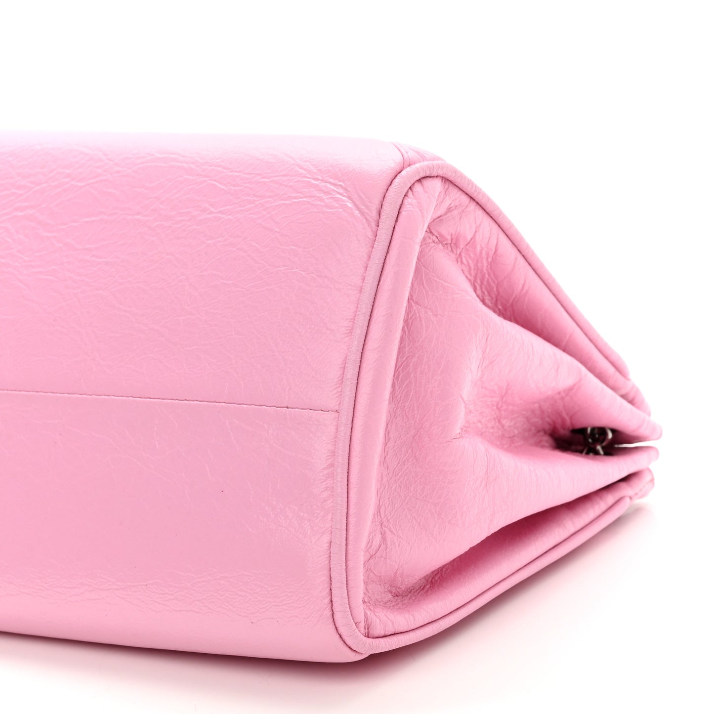 Glazed Calfskin Quilted Accordion Flap Pink