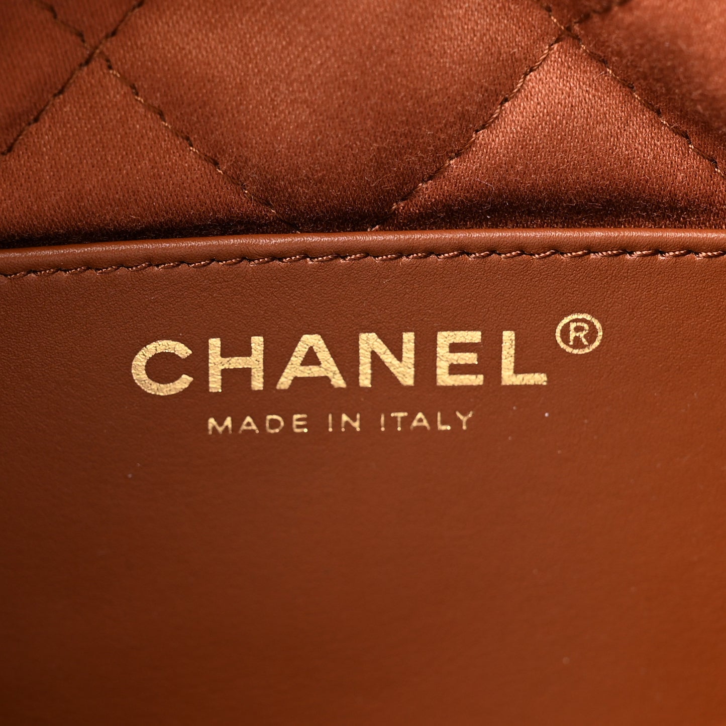 Shiny Calfskin Quilted Mini Chanel 22 Light Brown