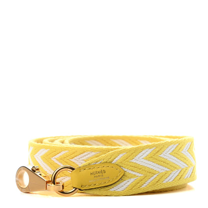 Hermes Toile Swift 25mm Sangle ZigZag Shoulder Strap Jaune de Naples White 1 of 5