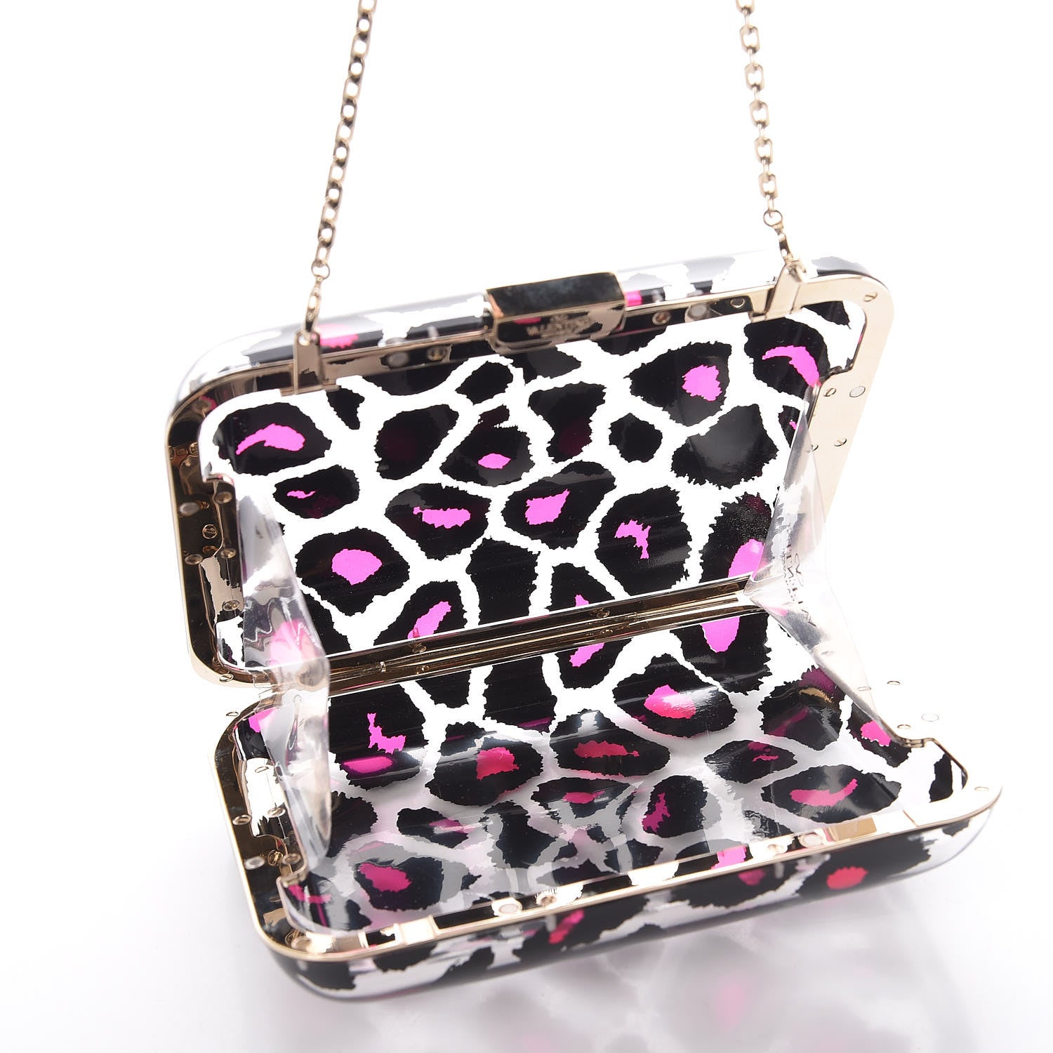 Valentino Garavani Plexiglass Leopard Print Clutch Pink 5 of 9