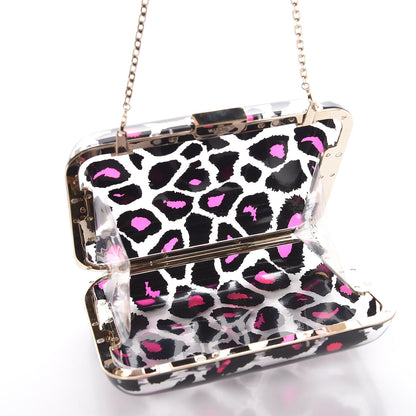 Valentino Garavani Plexiglass Leopard Print Clutch Pink 5 of 9