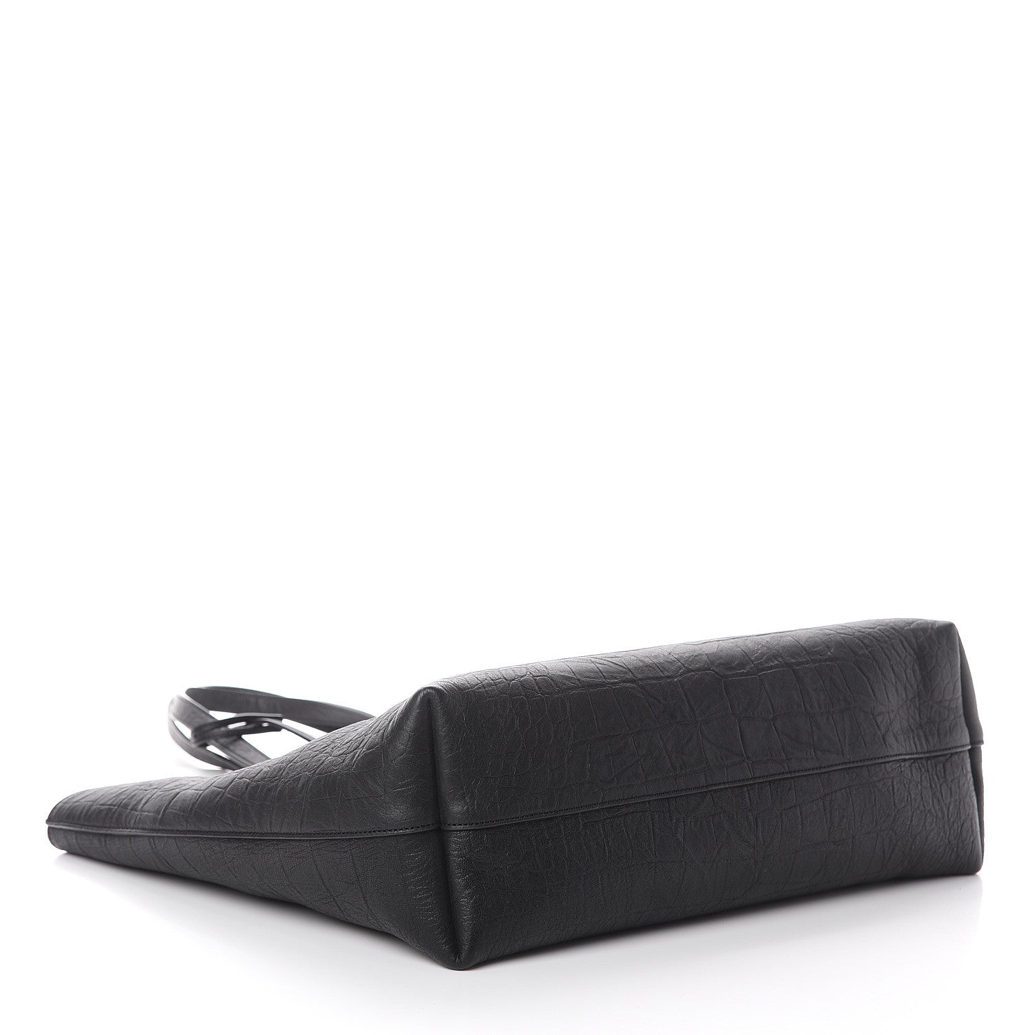Saint Laurent Calfskin Crocodile Embossed Large Shopper Tote Black 3 of 8