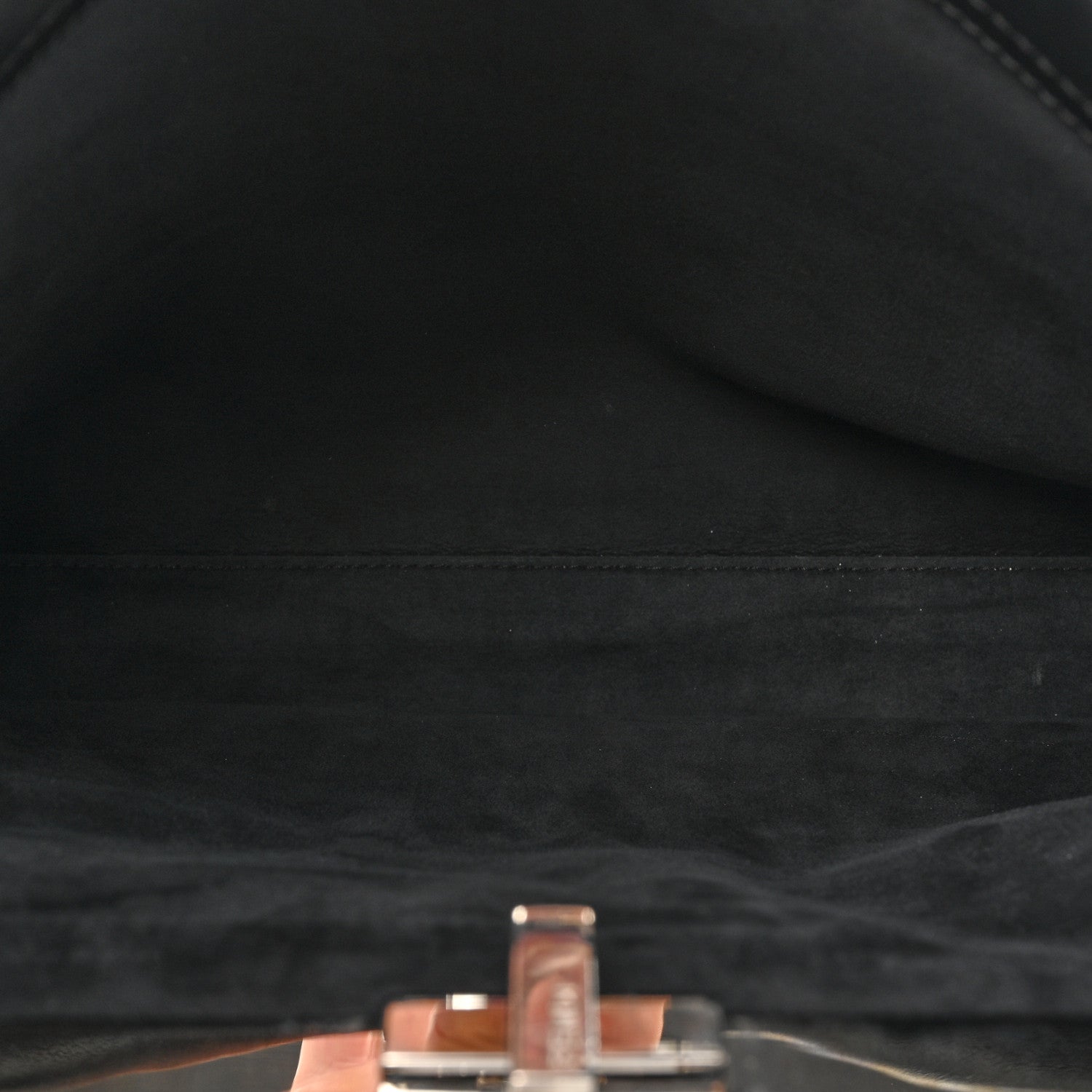 Fendi Vitello Dolce Marmol Patent Crocodile Trapuntata Large Peekaboo Iconic Satchel Black Fumo 6 of 15