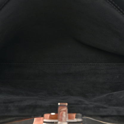 Fendi Vitello Dolce Marmol Patent Crocodile Trapuntata Large Peekaboo Iconic Satchel Black Fumo 6 of 15