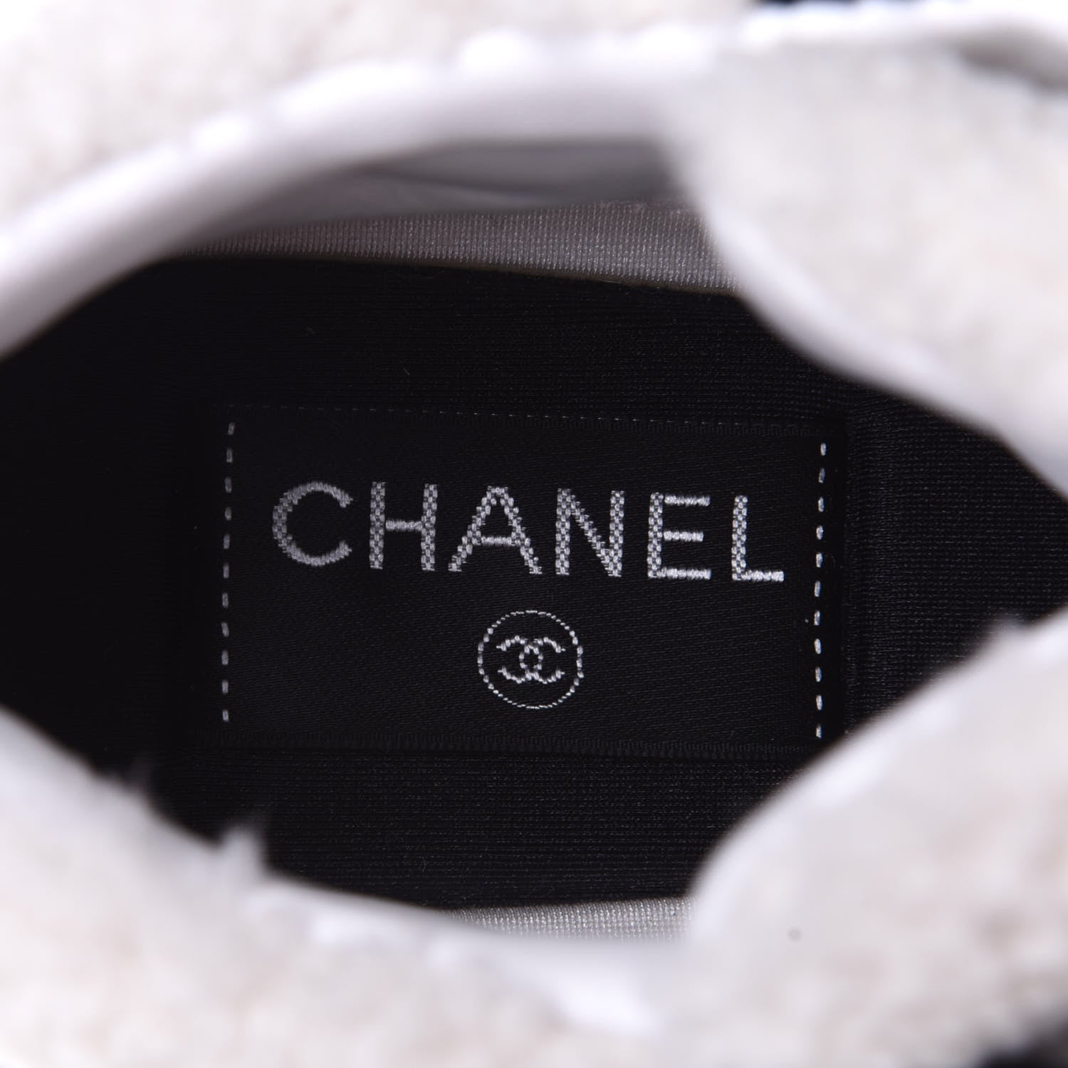 Chanel Shearling Suede CC High Top Sneakers 36 Black White 9 of 10