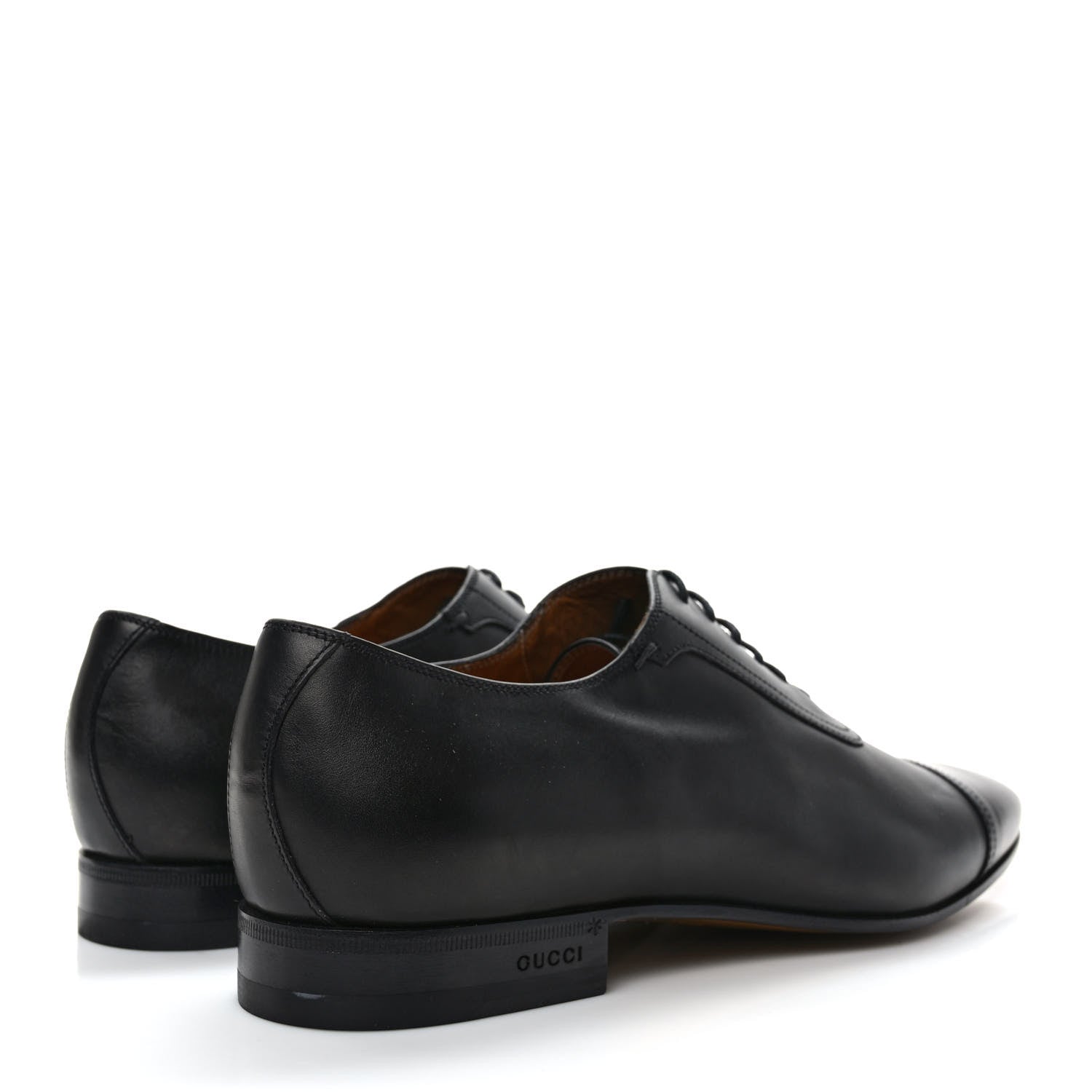 Gucci Calfskin Mens Lace Up Captoe Loafers 9.5 Black 4 of 8
