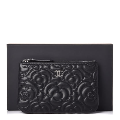 Chanel Goatskin Camellia Embossed Cosmetic Pouch Black 8 of 8