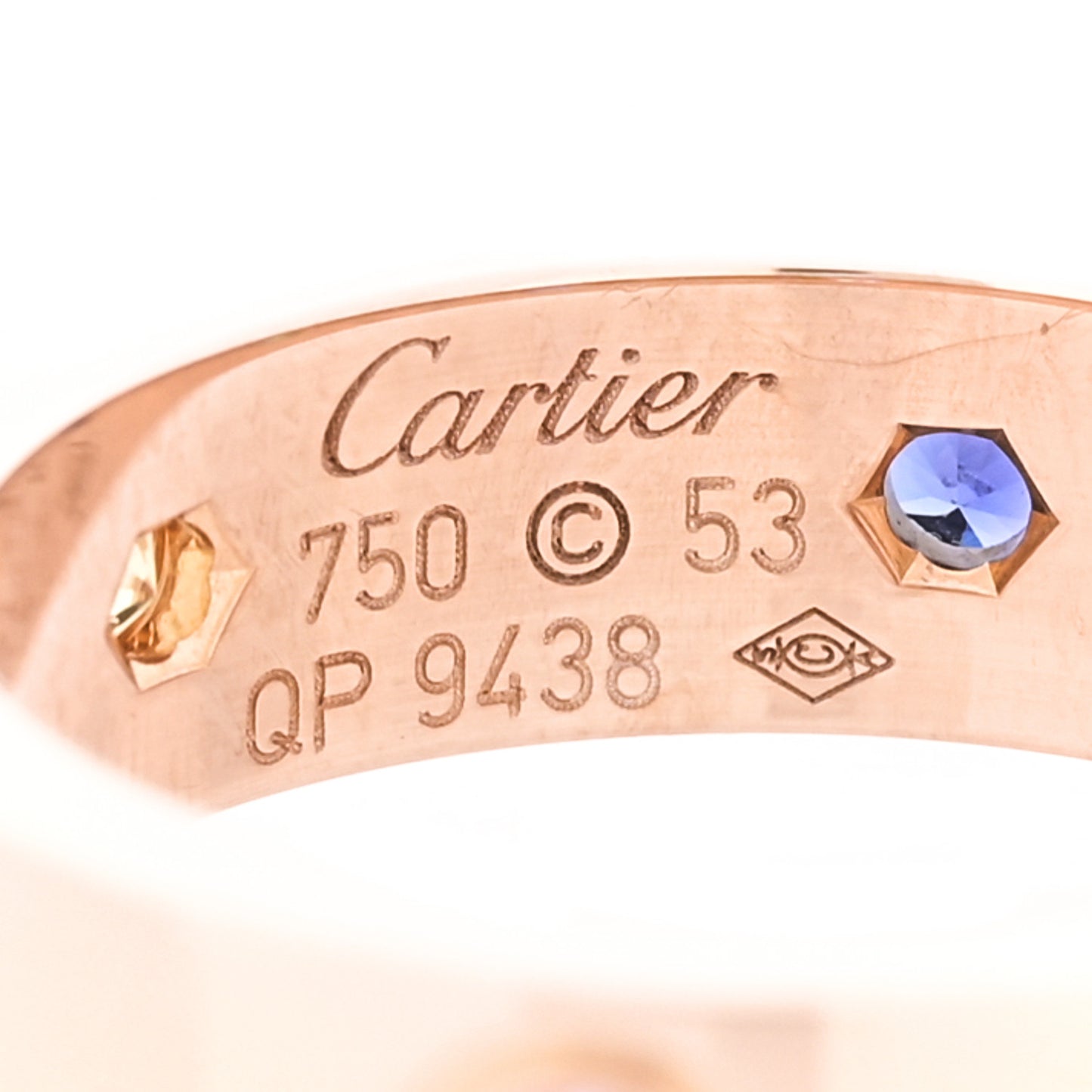 18K Pink Gold Sapphire Garnet Amethyst 5.5mm LOVE Ring 53 6.5