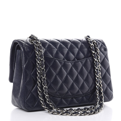 Chanel Caviar Quilted Medium Double Flap Dark Blue 3 of 18