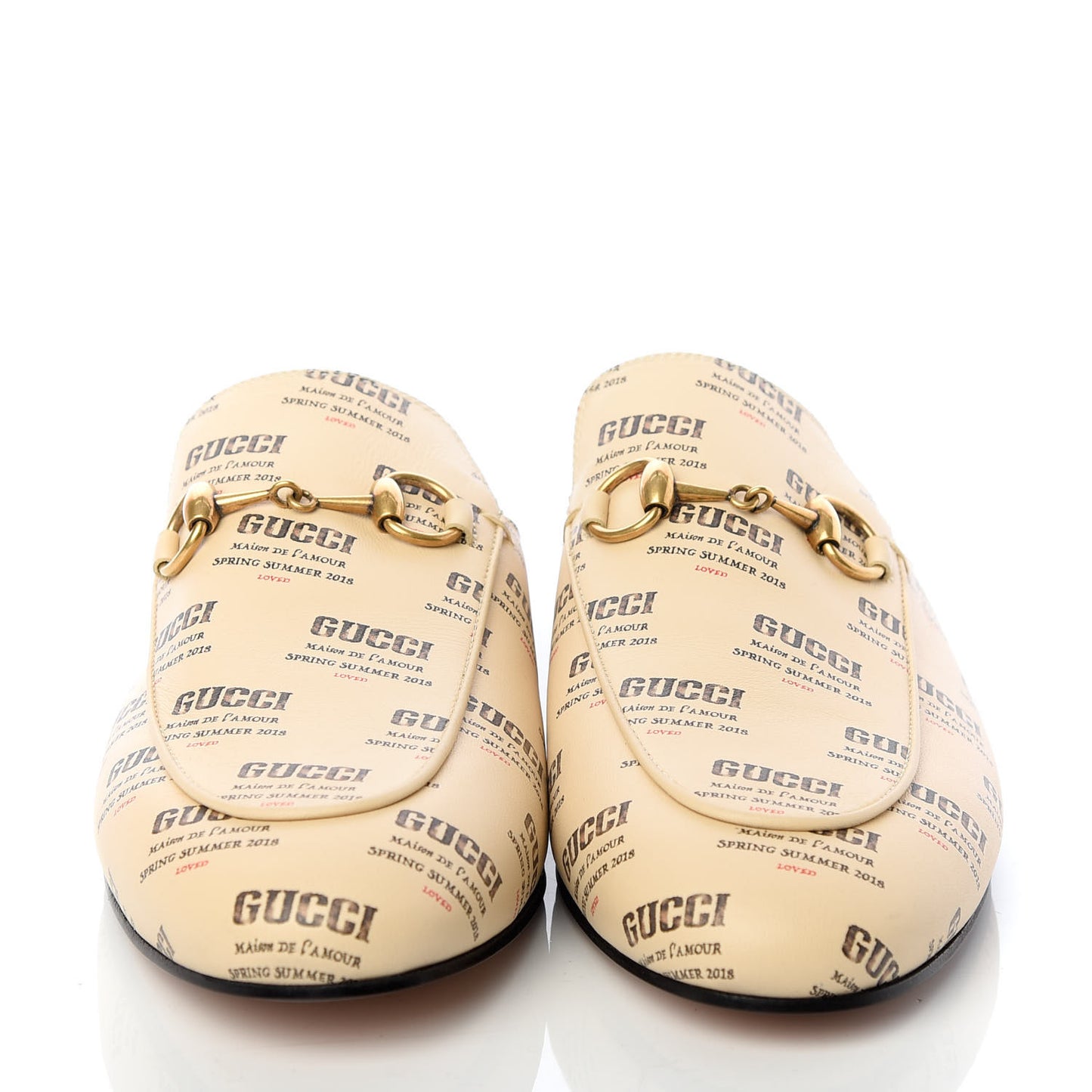 Calfskin Stamp Print Womens Princetown Slippers 37 Soy Black