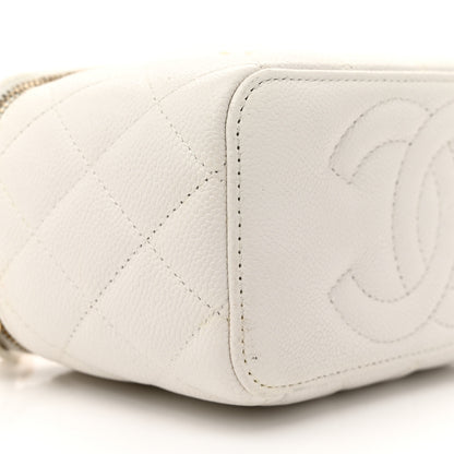 Chanel Caviar Quilted Sweetheart Vanity Case White 9 of 12