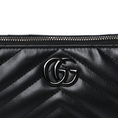Gucci Calfskin Matelasse Chevron Monochrome GG Marmont Sling Shoulder Bag Black 8 of 10