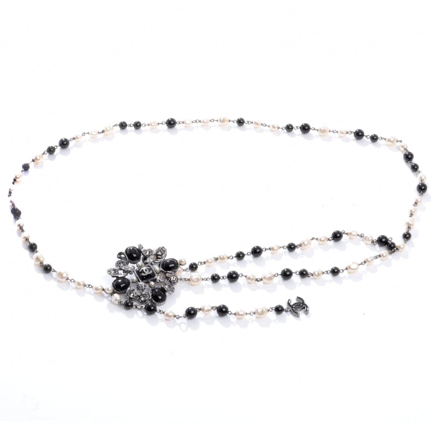 Pearl and Crystal Paris Shanghai Belt Black Silver