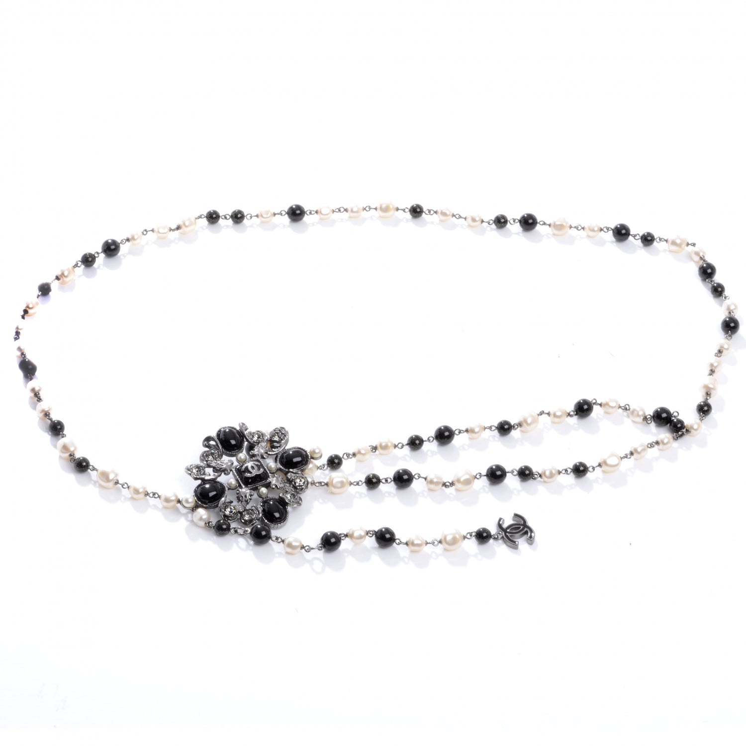 Chanel Pearl and Crystal Paris Shanghai Belt Black Silver 3 of 6
