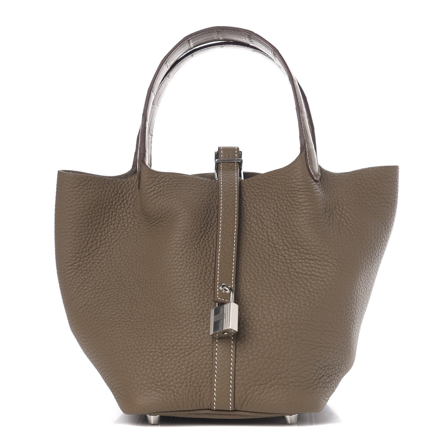 Hermes Taurillon Clemence Matte Alligator Picotin Lock Touch 18 PM Etoupe 1 of 10