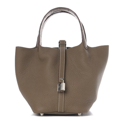 Hermes Taurillon Clemence Matte Alligator Picotin Lock Touch 18 PM Etoupe 1 of 10