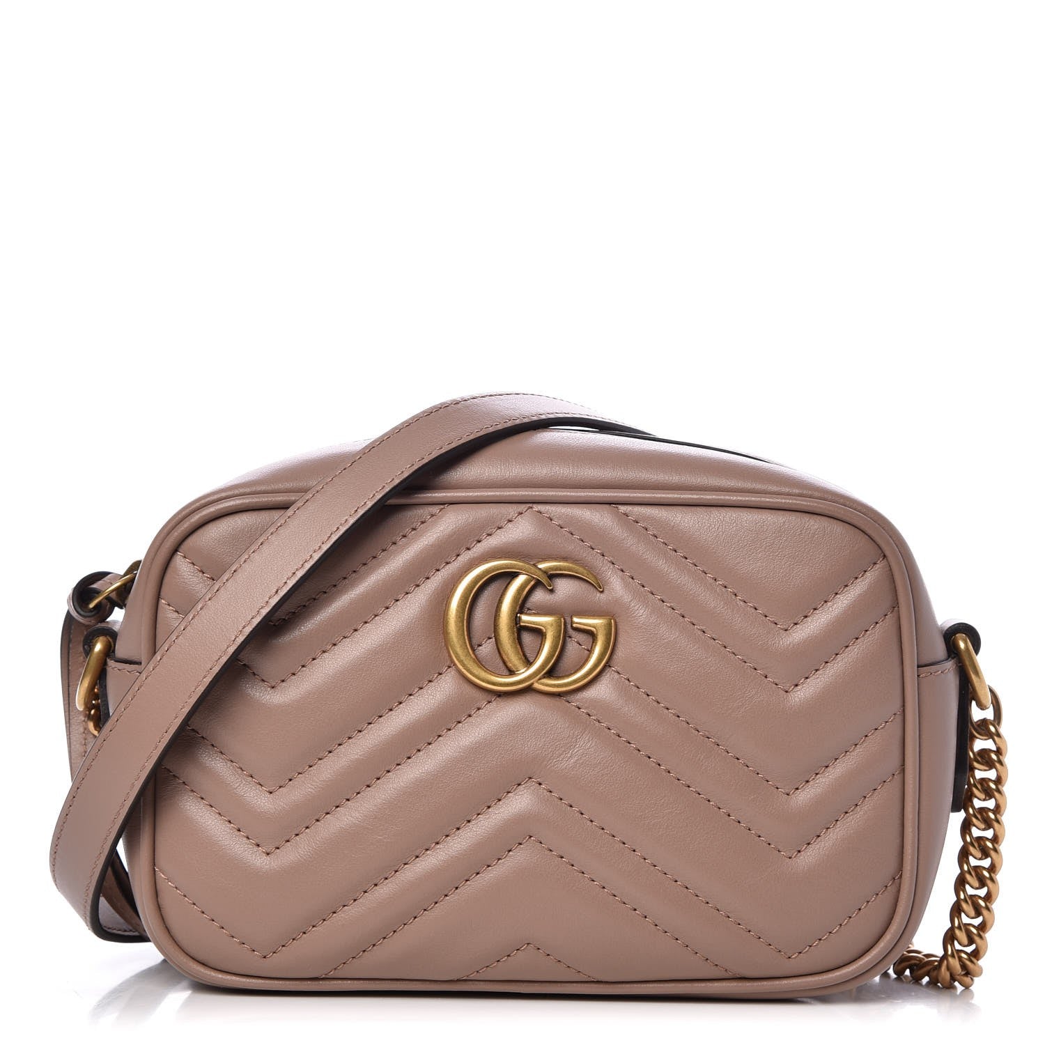 Gucci Calfskin Matelasse Mini GG Marmont Chain Shoulder Bag Porcelain Rose 1 of 7
