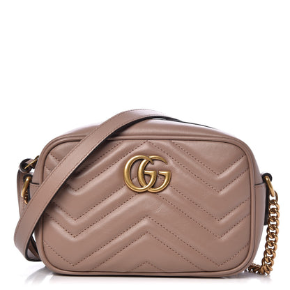 Gucci Calfskin Matelasse Mini GG Marmont Chain Shoulder Bag Porcelain Rose 1 of 7