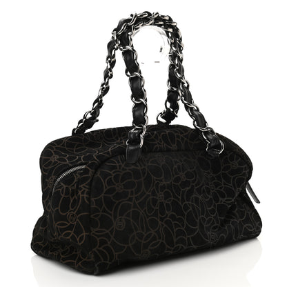Chanel Suede Camellia Bowler Black 3 of 11