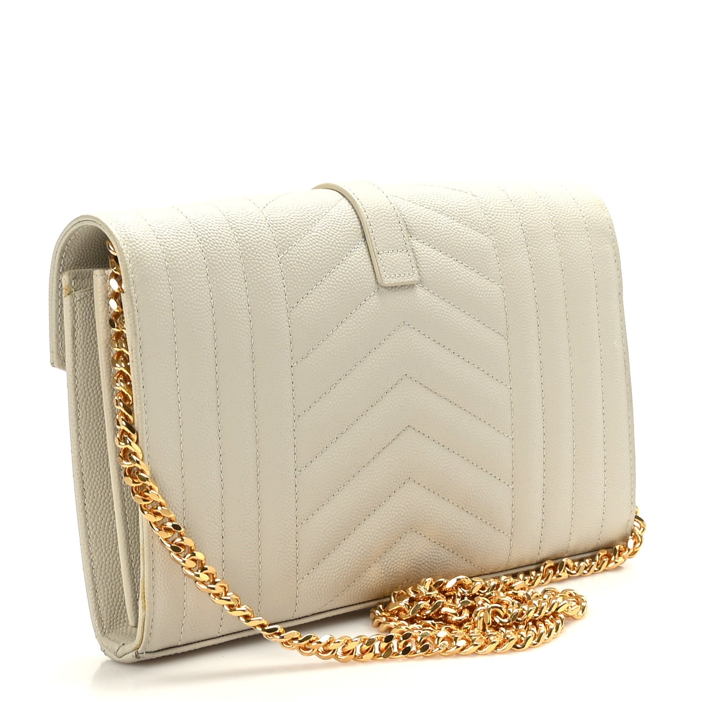 Grain De Poudre Mixed Matelasse Triquilt Monogram Chain Wallet Blanc Vintage