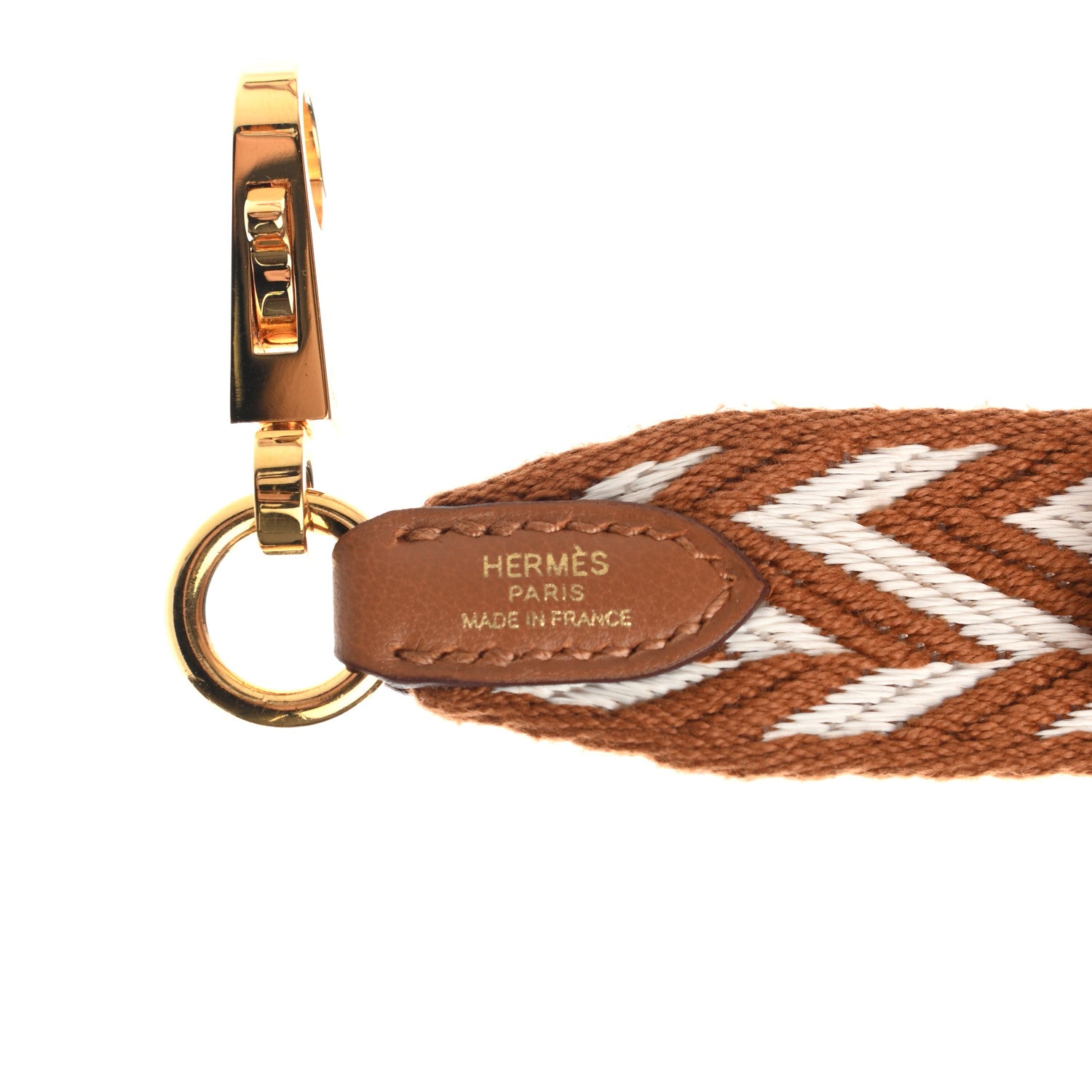 Hermes Toile Swift 25mm Sangle ZigZag Shoulder Strap Gold White 3 of 6